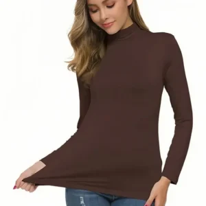 Womens Turtleneck T-Shirt Set  Soft Knit Casual Long Sleeve Tops for Spring & Fall  Stylish Basic Closet Essentials