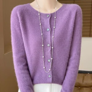 Women Cashmere Sweater 100% Merino Wool Knitted Cardigan Autumn Winter  Knitwear O-Neck Female  Solid Color Casual Fashion Top