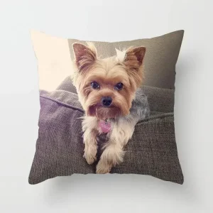 Cute Dog Print Pillowcase Bedroom Sofa Waist Cushion Cover Yorkshire Bichon Yorkshire Decoration Car Decorative Cushion