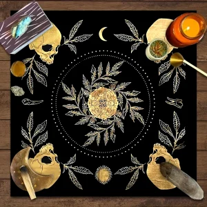 1pc Tarot card tablecloth, mysterious wizard astrology decoration butterfly flower table mat, card game decoration tablecloth