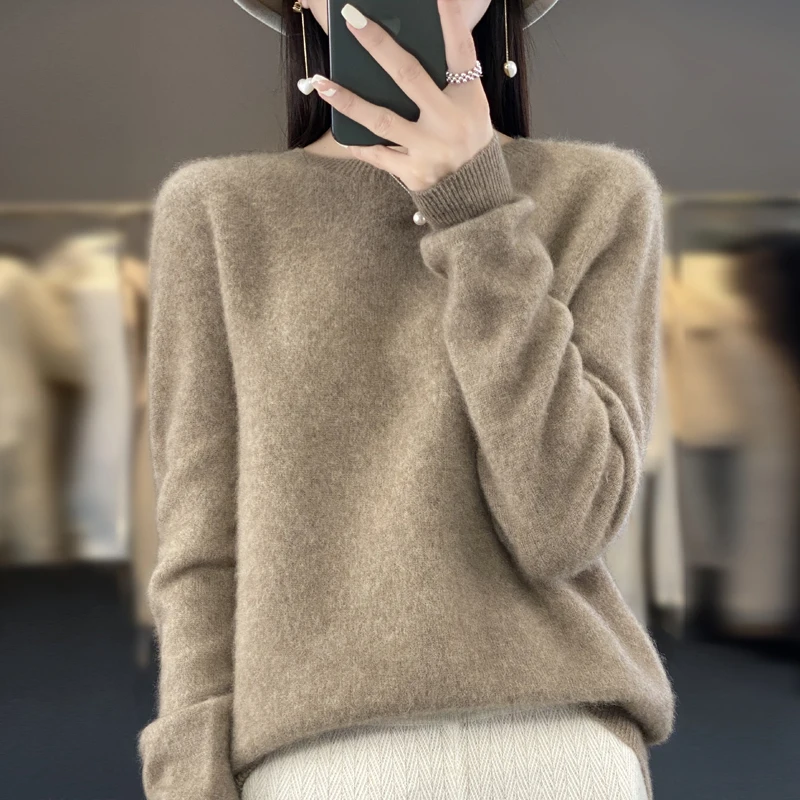 Autumn Winter 100% Merino Wool cashmere Sweater O-Neck Long Sleeve Cashmere Women Knitted Pullover Clothing Top - Image 20