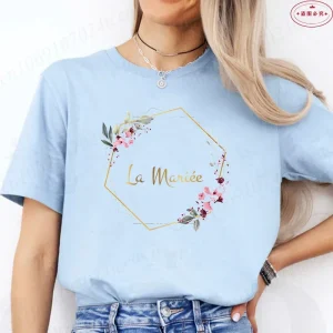 French Girls Team Future Bride T-shirt Wreath Graphic Tees Bridal Wedding Tops Single Farewell Bachelorette Party EVJF Tshirt