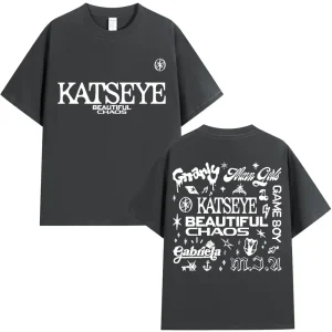 Korean Katseye Beautiful Chaos Tour T Shirt Kpop Vintage Harajuku Fashion Y2K Men Women T-shirt Cotton Loose T Shirts Fans Gifts
