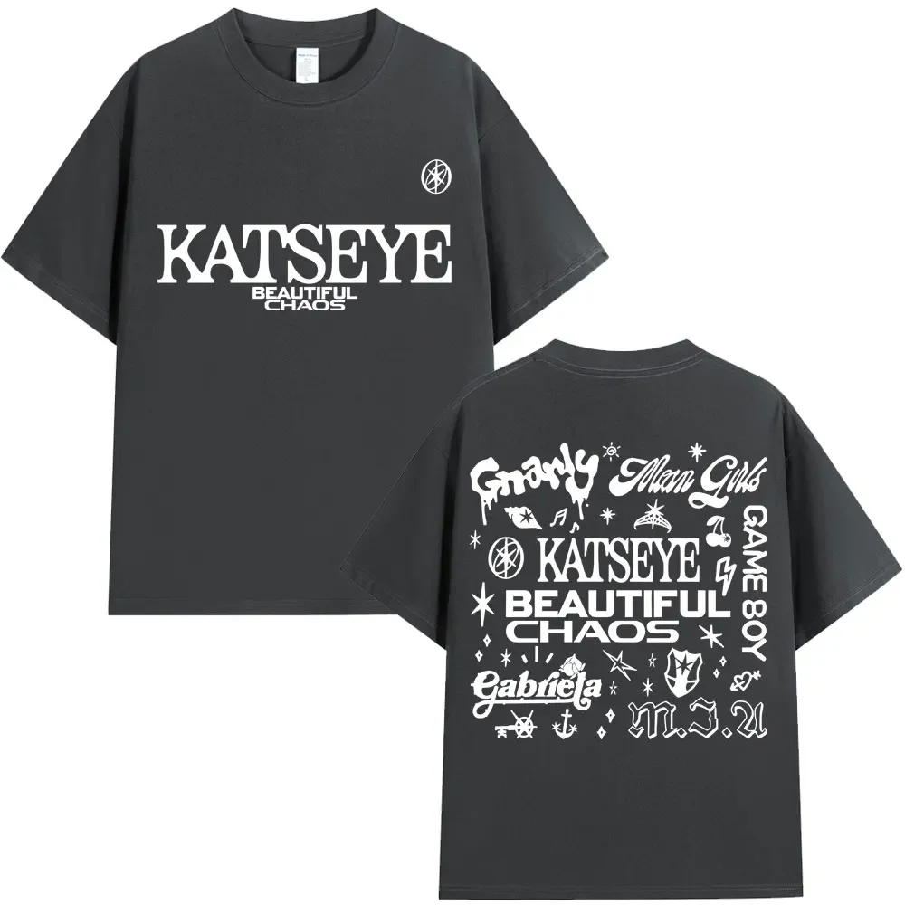 Korean Katseye Beautiful Chaos Tour T Shirt Kpop Vintage Harajuku Fashion Y2K Men Women T-shirt Cotton Loose T Shirts Fans Gifts - الصورة 11