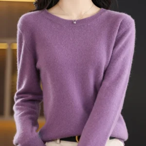 Women 100% Merino Wool Sweater O-Neck Long Sleeve Cashmere Knitwear Pullover Aliselect Fashion Autumn Winter Clothing Tops