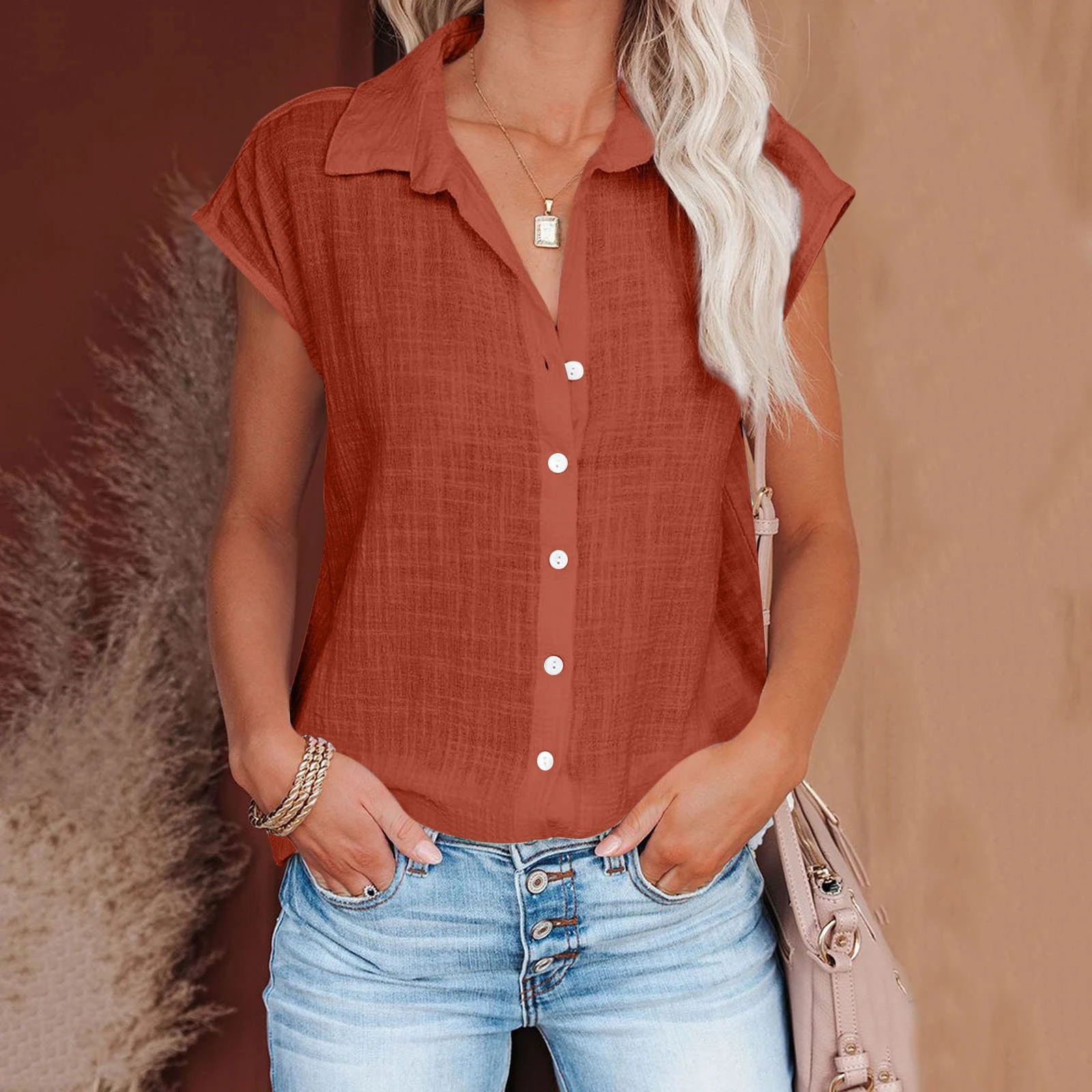Summer Solid Cotton Linen Shirt Women's Clothing Casual Short Sleeve Tops Tee Ladies T-Shirts Blusas Thin Loose T Shirt Woman - Image 28