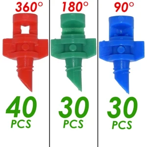 KESLA 100PCS 90-360° Male Barbed Refraction Micro Nozzles Garden Greenhouse Drip Irrigation Sprinkler Atomized Sprayer Watering