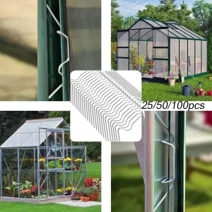 25/50/100pcs Stainless Steel Greenhouse Glazing Clips W Glass Clips For Greenhouse Spares Garden Supplies greenhouse accessories