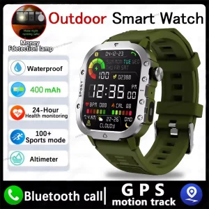 2025 Military GPS Smart Watch Men LED Flashlight Waterproof Outdoor Sport Tracker Bluetooth Call Waterproof Smartwatch Man Women