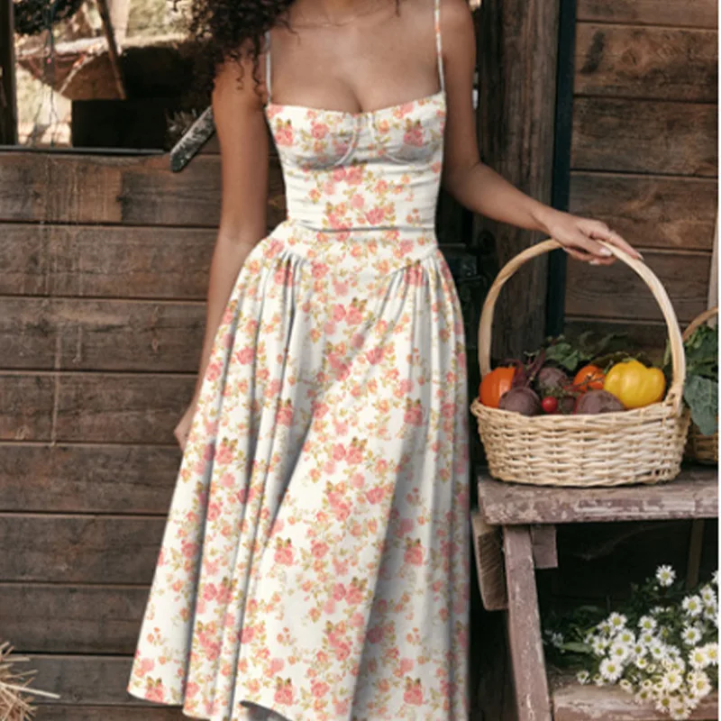 Summer Women Elegant Sleeveless Backless Pleated Dresses Lady Sexy Solid Sling Midi Dress 2024 Female Party Evening A-line Robes - Image 11