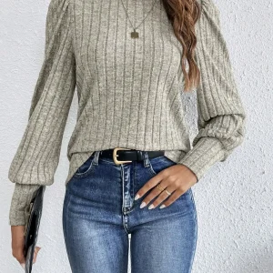 Spring and autumn new solid color design sense casual crewneck fashion personality loose matching T-shirt