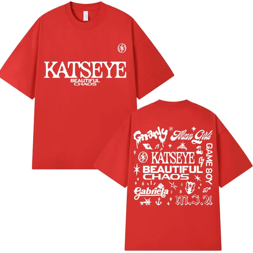Korean Katseye Beautiful Chaos Tour T Shirt Kpop Vintage Harajuku Fashion Y2K Men Women T-shirt Cotton Loose T Shirts Fans Gifts - الصورة 12
