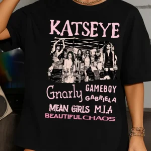 Retro Katseye Beautiful Chaos T-shirt Kpop Tee Gift for Woman Man Fashion Harajuku Kawaii T-shirt Women's Y2K Clothing
