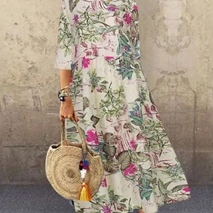 Women's Summer Short Sleeve Sundress ZANZEA Woman Floral Printed Dress Bohemian Elegant Casual Oversized  Holiday Long Dresses