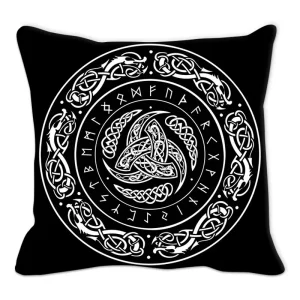 Viking Amulet Pillowcase Sofa Cushion Home Decor  Black and White Geometric  Cover