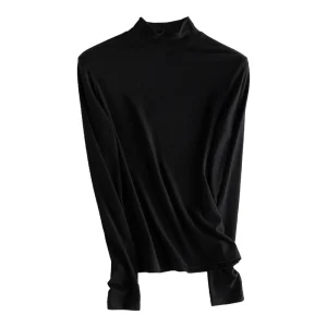 SuyaDream, Women Bottoming T Shirt, 28%Wool 37%Cotton, Long Sleeves, Solid Basic Thermal Shirt, 2025 Autumn Winter Top