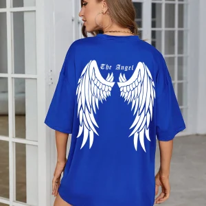 Dark Angel Wing Hot sale Graphic Printed T-Shirts For Women Loose Oversized Clothing Hip Hop Street Tshirt Cotton Short Sleeves