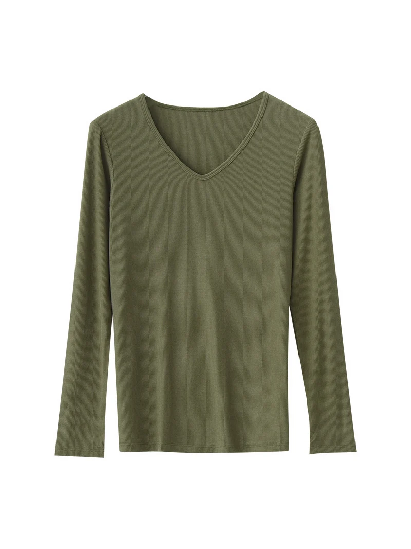 SuyaDream Women Knitted T Shirt Silk Viscose Blend Long Sleeves Solid Basic Cozy Tee 2026 Spring Summer Ribs Top Pink Blue - Image 9