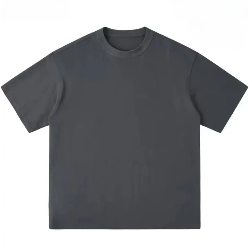 300g Thick Combed Cotton Round Neck T-shirt, Solid Color Loose Fit Simple and Casual Basic Style Suitable for Both Men and Women - Image 6