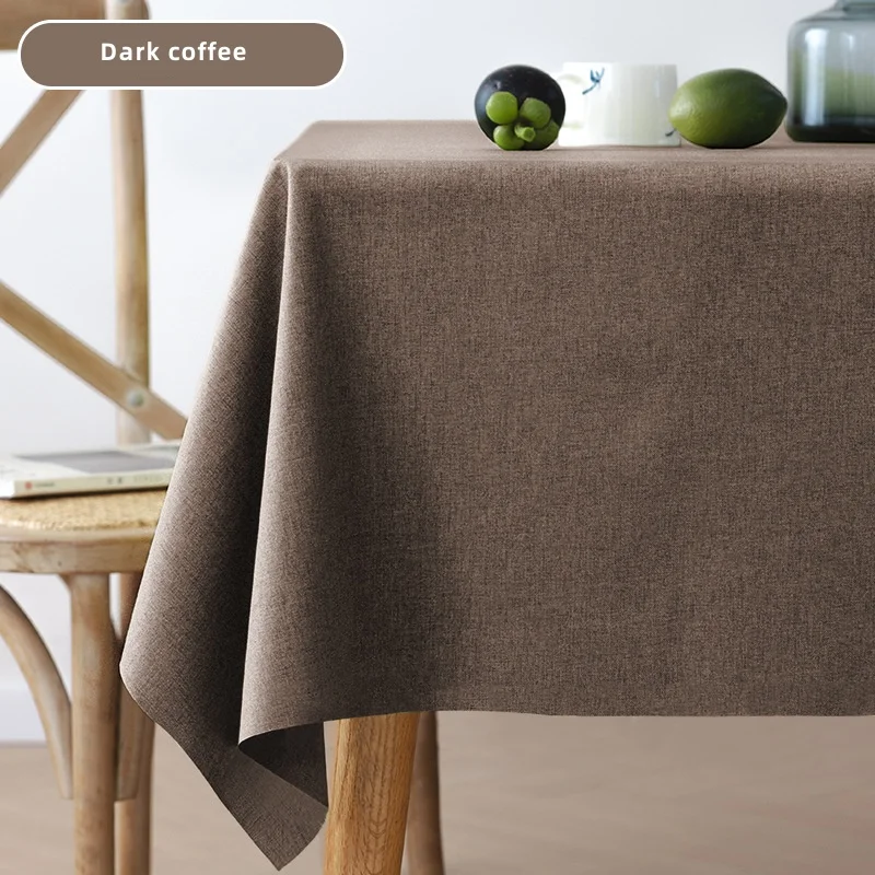 Rectangular Tablecloth Cotton And Linen Tablecloth Waterproof Oil-Proof Solid Color Cover Towel Home Dining Table Decoration - الصورة 13