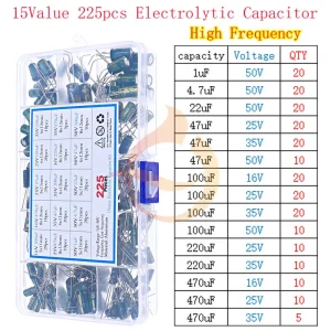 Electrolytic Capacitors Assortment Kit 16V 25V 35V 50V 1uf 2.2uF 3.3uF 4.7uF 10uF 22uF 33uF 47uF 100uF 220uF 330uF 470uF 1000uF