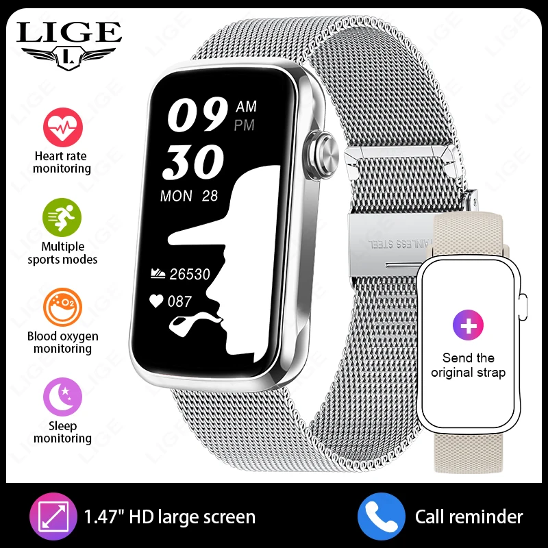 LIGE New 1.47” HD Full Touch Screen Smart Watch Women Men IP68 Waterproof Sports Fitness Heart Rate Monitor Ladies Smartwatch - الصورة 12