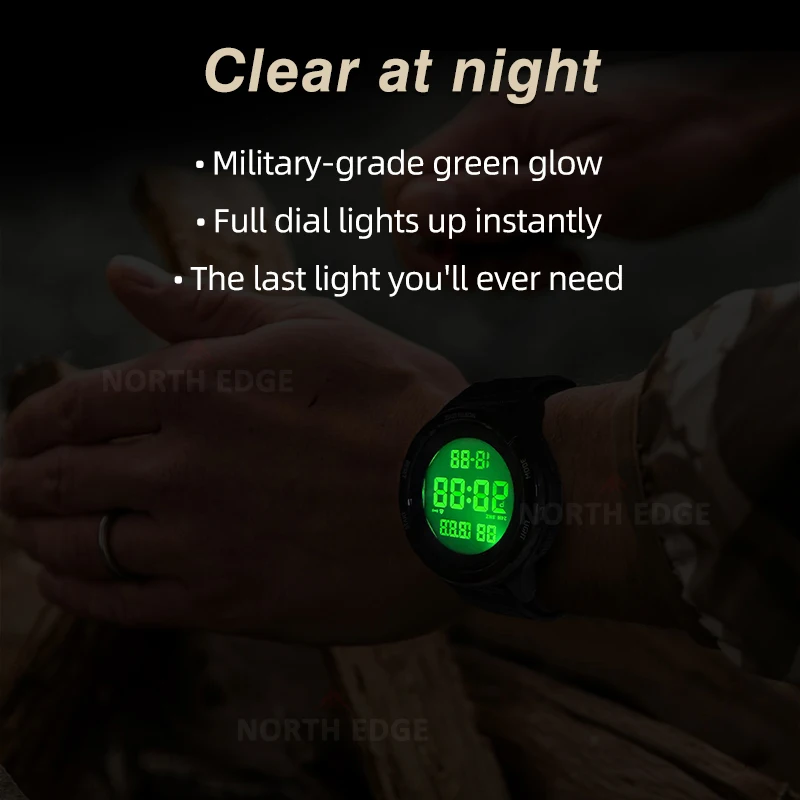 NORTH EDGE TERRAX Smartwatch for Men's Digital Watch Sports Super Light Outdoor Watches Stopwatch Countdown Light Watch Men 5ATM - الصورة 3