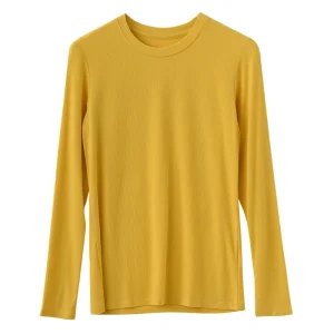 SuyaDream Women Knitted T Shirt Silk Viscose Blend Long Sleeves Solid Basic Cozy Tee 2026 Spring Summer Ribs Top Pink Blue