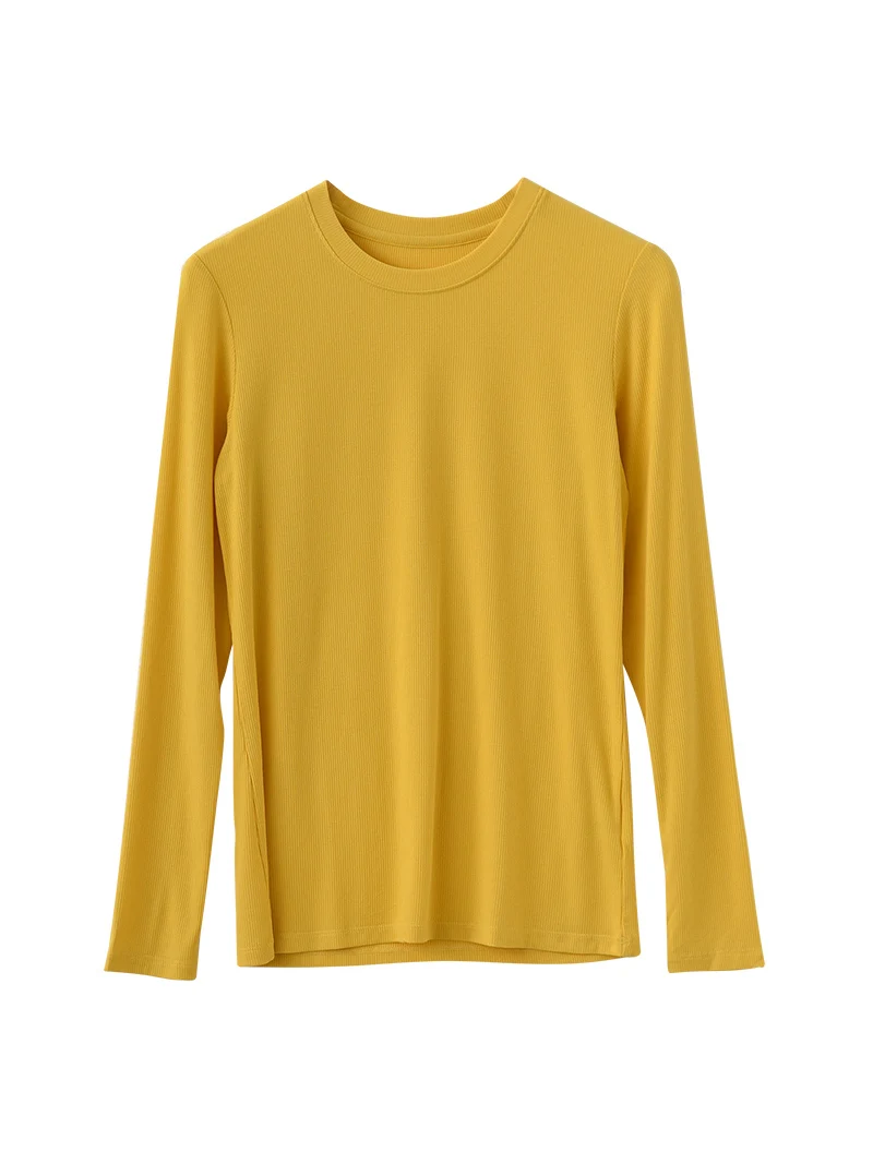 SuyaDream Women Knitted T Shirt Silk Viscose Blend Long Sleeves Solid Basic Cozy Tee 2026 Spring Summer Ribs Top Pink Blue - Image 18