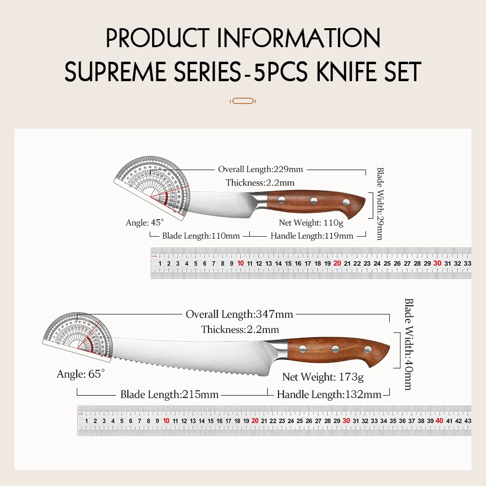 HEZHEN 1PC or 5PC Kitchen Knife Set 1.4116 steel Red Wood Handle Cook Tools Core Blade Kitchen Knife Accessories Box Packing - Image 2