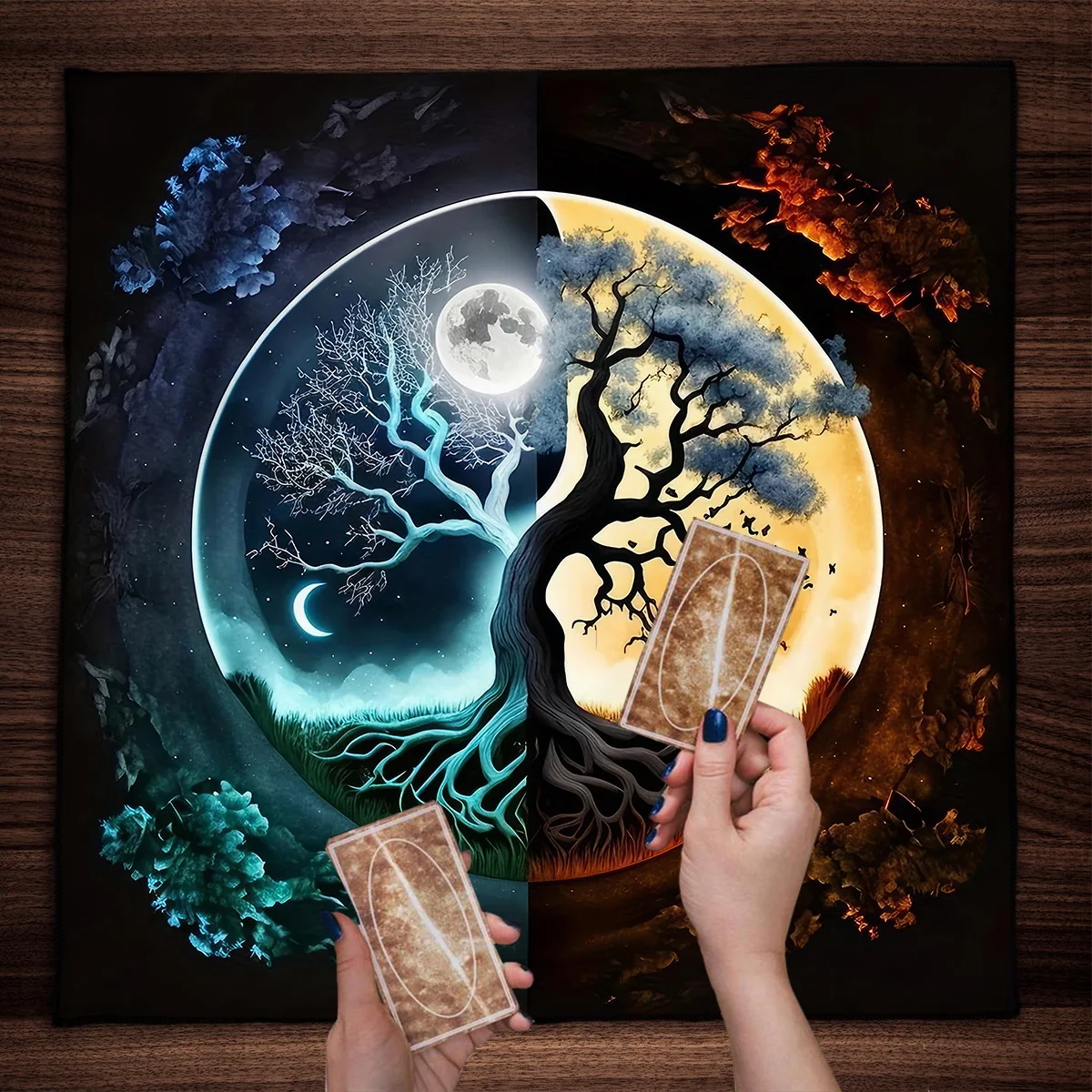 Tarot Card Tablecloth Altar Cloth Moon Planets Tarot Tablecloth For Spread Tarot Reading Waterfall Scenery Wall Decor Tapestry - Image 12