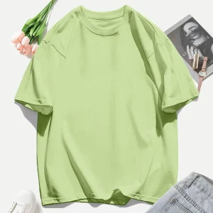 Y2K Woman 100% Cotton T Shirts Solid Color Casual T-Shirt O-Neck Summer Tops For Women Fashion Oversized Female Sportswear