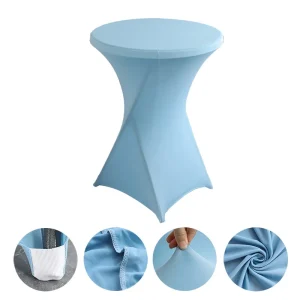 Creative Simple Style Solid Color Polyester Round Banquet Elastic Table Set Hotel Wedding Decoration Cocktail Bar Table Set