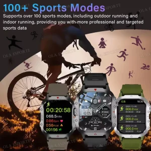 Outdoor Sports Smartwatch New 2025 2.01 inch HD Screen LED Flashlight Bluetooth Talking Smart Watch for Men Women Holiday Gift