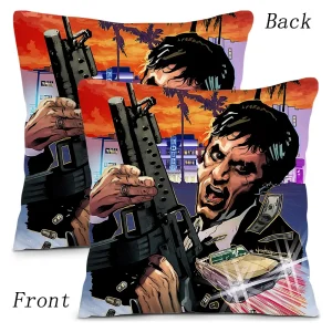 Hot Classic Movie Scarfaces Pillow Covers Cartoon Sofa Decorative Home Double-sided Printing Short Plush Cute Cushion Cover