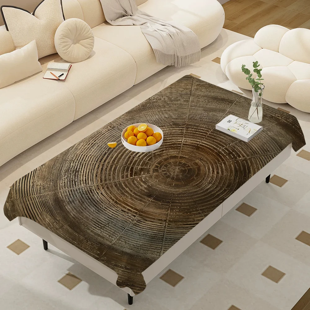 Beautiful Wood Rectangular Tablecloths Washable Wedding Party Kitchen Dining Living Room Birthday Decoration Table - الصورة 16
