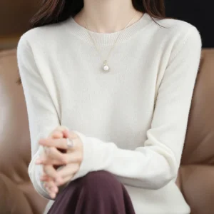 Women 100% Merino Wool Sweater O-Neck Long Sleeve Cashmere Knitwear Pullover Aliselect Fashion Autumn Winter Clothing Tops