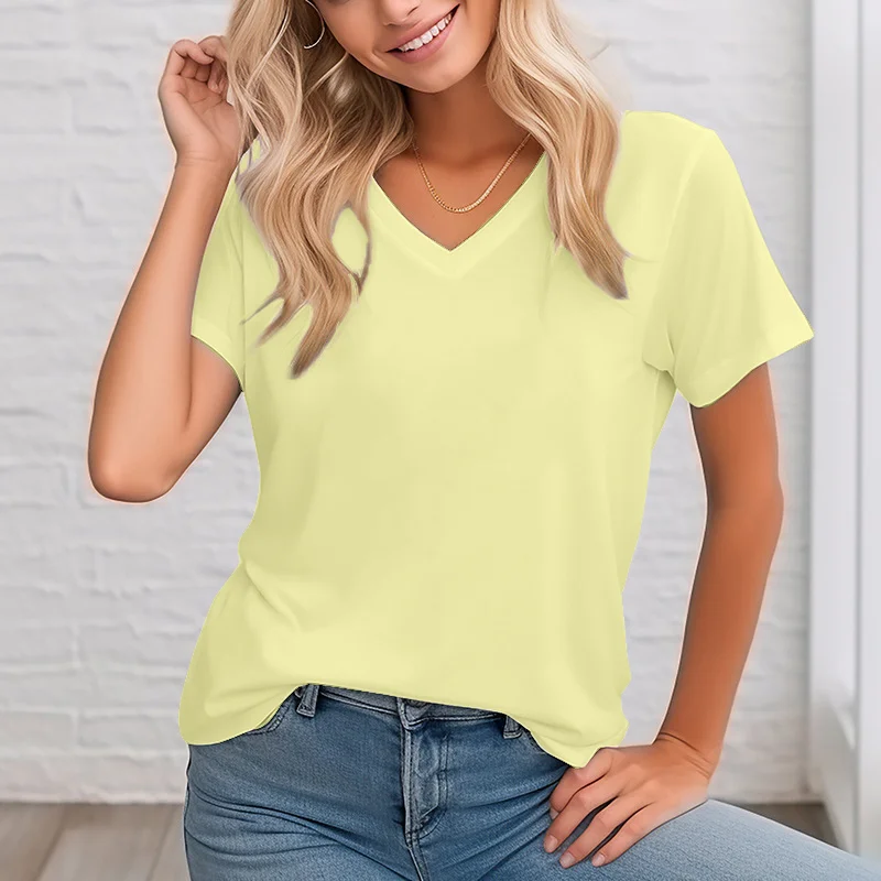 Women's short-sleeved T-shirt solid color design summer tops soft texture comfortable breathable personality daily wear - Image 7