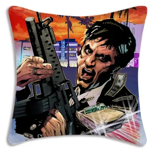 Hot Classic Movie Scarfaces Pillow Covers Cartoon Sofa Decorative Home Double-sided Printing Short Plush Cute Cushion Cover