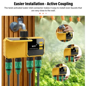 4/2 Zone WiFi Water Timer Smart Irrigation Timer Water Valve Controller Solar Powered Smart Life App 2.4GHz Auto Watering Timer