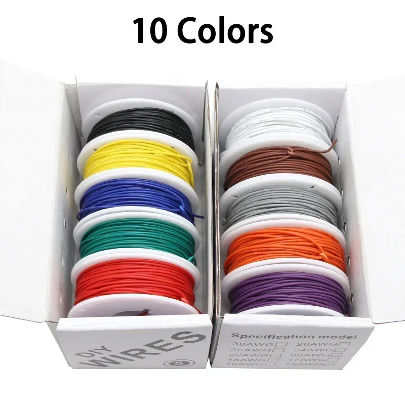 (5 Colors Mix Kit)UL1007 Wire PVC Insulation Tinned Copper Cable Stranded Electrical Line 30/28/26/24/22/20/18/16 AWG PCB Wire - الصورة 6