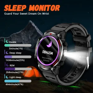 LAXASFIT Bluetooth Call Smart Watch Men Full Touch Screen Health Monitor Clock With Flashlight Men SmartWatch For IOS Android