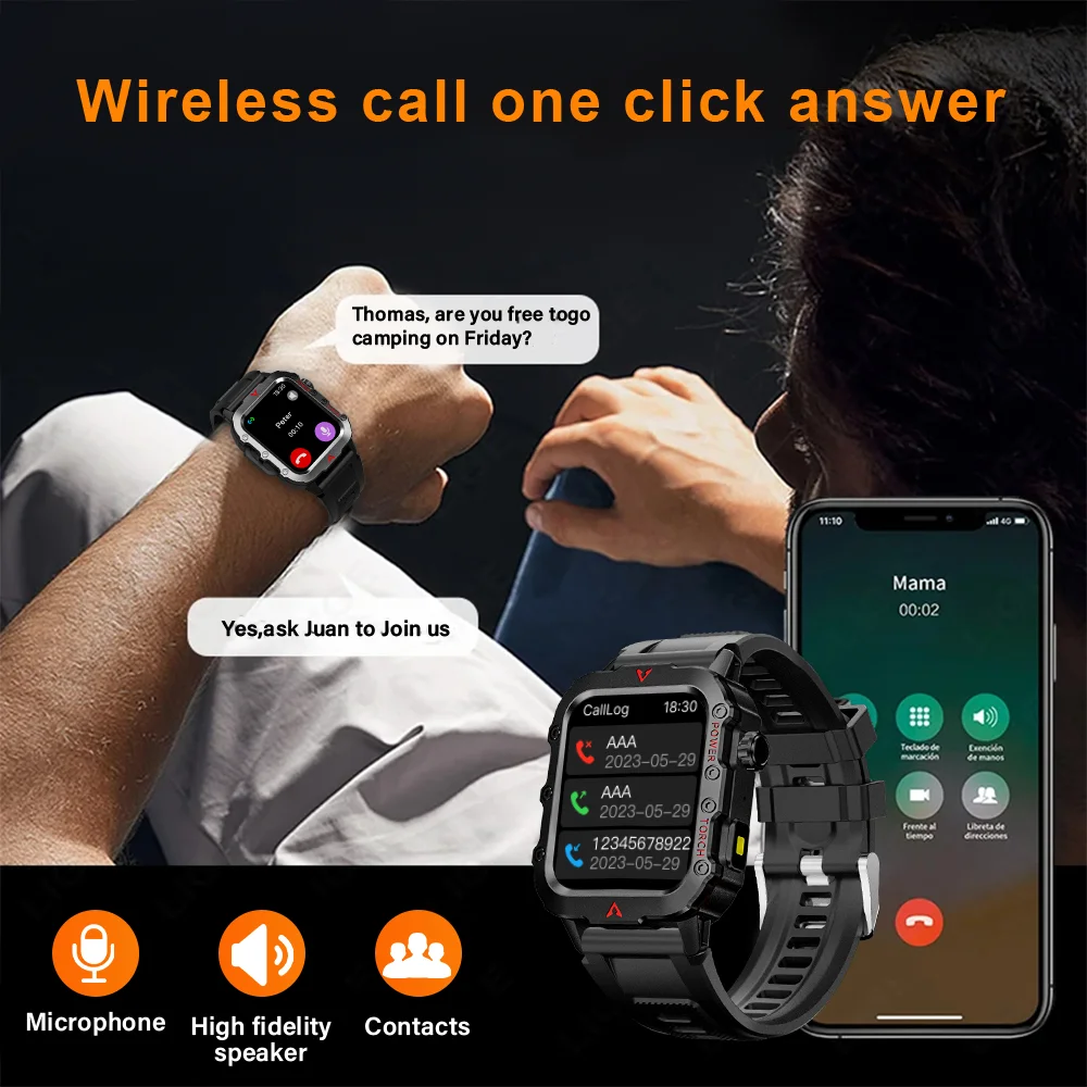 LAXASFIT 2024 New LED Men's Smartwatch Bluetooth Talking Smartwatch Multi Sport Mode Health Monitoring Smart Watch - الصورة 4
