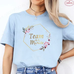 French Girls Team Future Bride T-shirt Wreath Graphic Tees Bridal Wedding Tops Single Farewell Bachelorette Party EVJF Tshirt