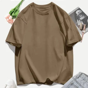 Y2K Woman 100% Cotton T Shirts Solid Color Casual T-Shirt O-Neck Summer Tops For Women Fashion Oversized Female Sportswear