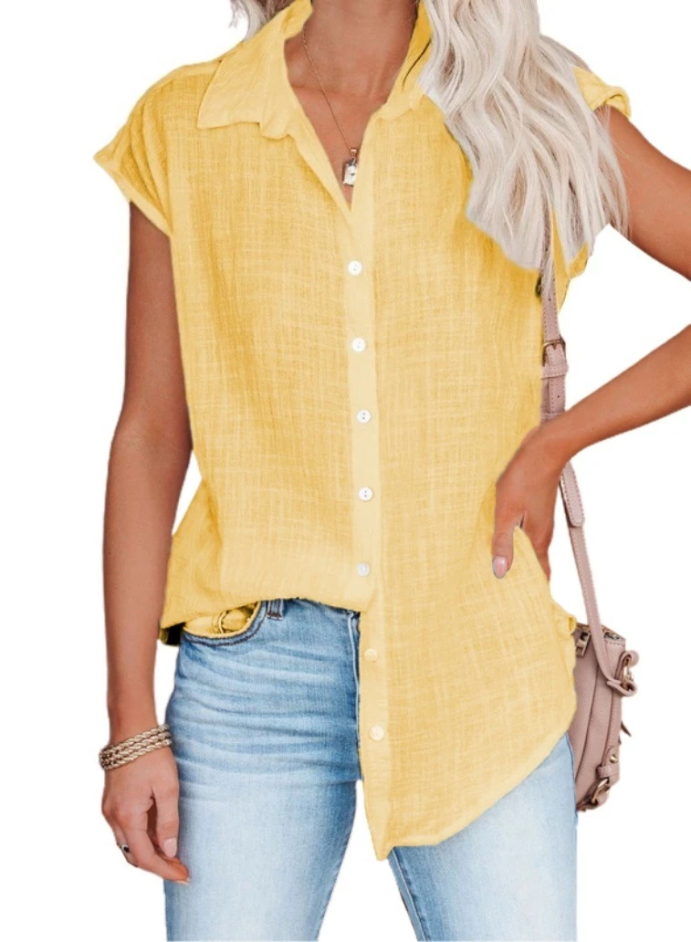 Summer Solid Cotton Linen Shirt Women's Clothing Casual Short Sleeve Tops Tee Ladies T-Shirts Blusas Thin Loose T Shirt Woman - Image 26