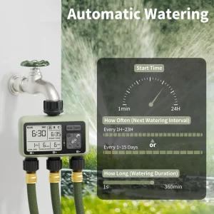 Diivoo Garden Water Timer 3 Zone Programmable Automatic Irrigation Timer with Rain Delay Manual/Auto Mode Watering for Lawn Yard