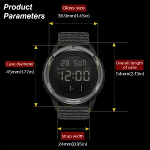 NORTH EDGE TERRAX Men's Digital Watch Sports Super Light Outdoor Watches Stopwatch Countdown Light Watch Men Waterproof 50M