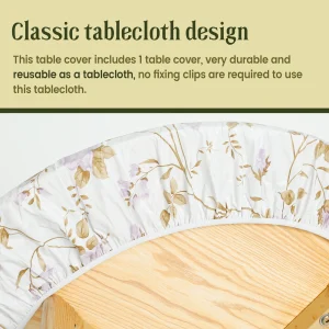 Elastic Round Table Cover Fitted Vinyl Waterproof Tablecloth Reusable Flower Dining Table Cloth For Home Table Protector Decor