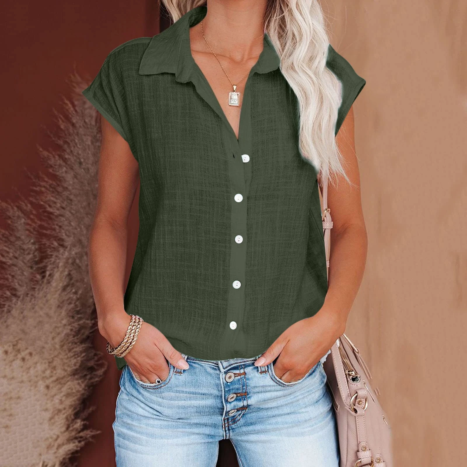 Summer Solid Cotton Linen Shirt Women's Clothing Casual Short Sleeve Tops Tee Ladies T-Shirts Blusas Thin Loose T Shirt Woman - Image 21